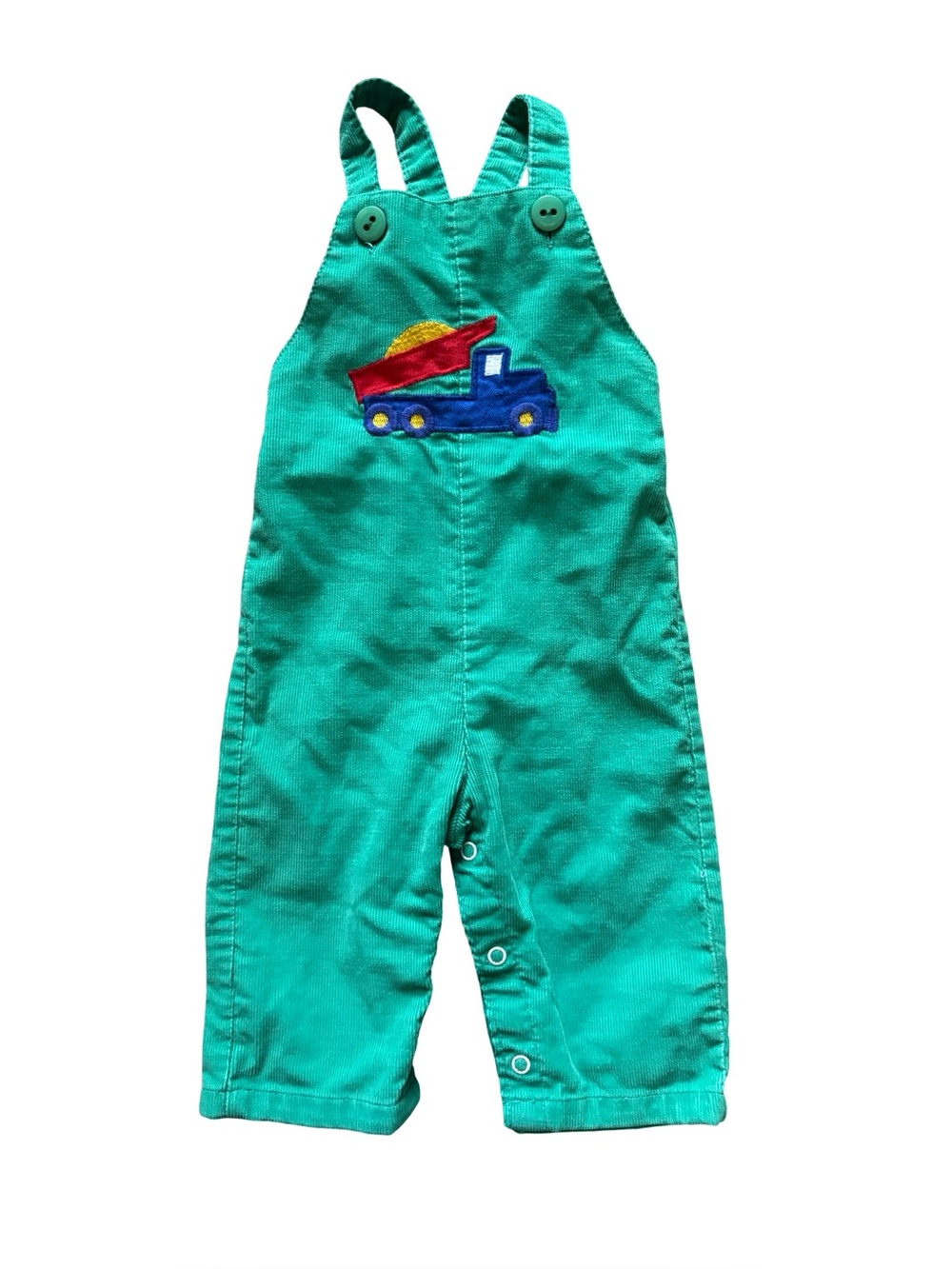 Health Tex Vintage Green Corduroy Dump Truck Overalls Baby Size 12 Months
